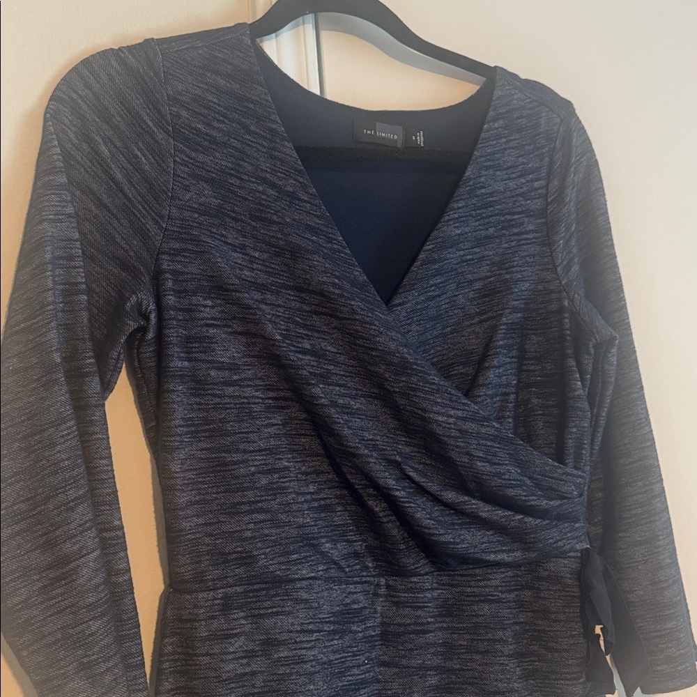 The Limited Heathered Blue V-Neck Dress